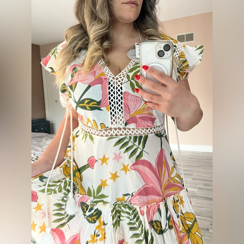 NWT gorgeous floral dress, 100%cotton! - Picture 4 of 9